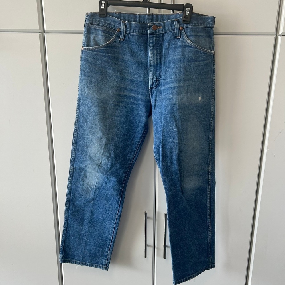 Wrangler 13MWZ Cowboy Cut Jeans Mens 36x29 Blue Denim Made in USA Straight Leg